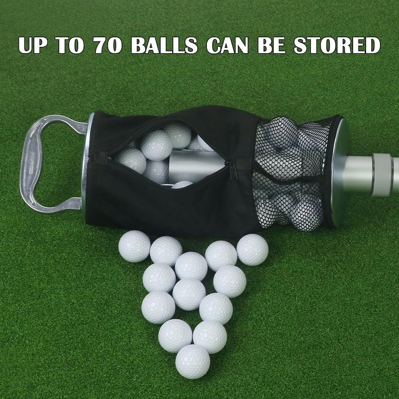 HOW TRUE Shag Bag for Golf Balls, Golf Ball Retriever with Detachable Aluminum Alloy Tube, Golf Shag Bags, Hold up to 70 Balls - Image 5
